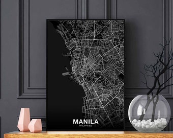 MANILA Philippines map poster Hometown City Print Modern Home Decor Office Decoration Wall Art Dorm Bedroom Gift