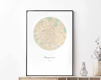 MOSCOW Russia map poster wall decor design modern minimal nordic travel bedroom home art vintage retro dorm nursery housewarming