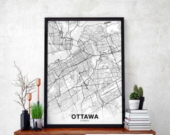 OTTAWA Canada map poster Hometown City Print Modern Home Decor Office Decoration Wall Art Dorm Bedroom Gift