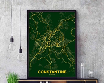 CONSTANTINE Algeria poster color Hometown City Print Modern Home Decor Office Decoration Wall Art Dorm Bedroom Gift