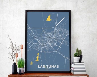 LAS TUNAS Cuba map poster color Hometown City Print Modern Home Decor Office Decoration Wall Art Dorm Bedroom Gift