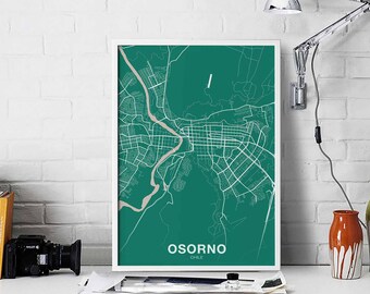 OSORNO Chile map poster color Hometown City Print Modern Home Decor Office Decoration Wall Art Dorm Bedroom Gift