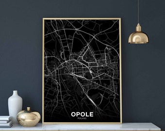 OPOLE Poland map poster black white Hometown City Print Modern Home Decor Office Decoration Wall Art Dorm Bedroom Gift