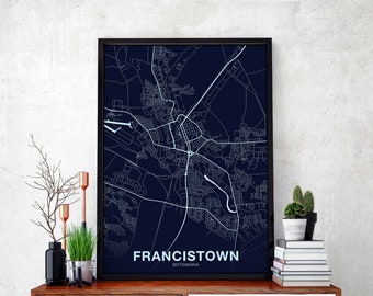 FRANCISTOWN Botswana poster color Hometown City Print Modern Home Decor Office Decoration Wall Art Dorm Bedroom Gift