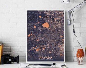 ARVADA Colorado CO US map poster color Hometown City Print Modern Home Decor Office Decoration Wall Art Dorm Bedroom Gift
