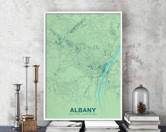 ALBANY New York NY USA poster color Hometown City Print Modern Home Decor Office Decoration Wall Art Dorm Bedroom Gift