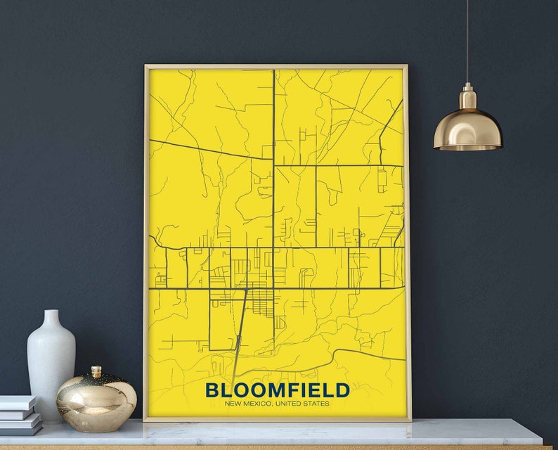 BLOOMFIELD New Mexico NM us map poster color Hometown City Etsy