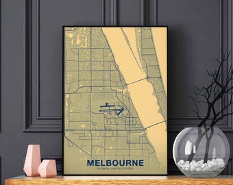 MELBOURNE Florida FL USA poster color Hometown City Print Modern Home Decor Office Decoration Wall Art Dorm Bedroom Gift