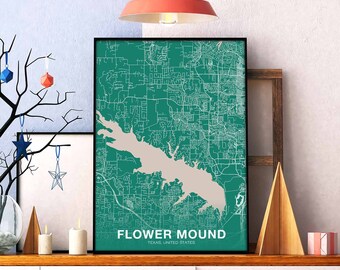 FLOWER  MOUND Texas TX usa poster color Hometown City Print Modern Home Decor Office Decoration Wall Art Dorm Bedroom Gift
