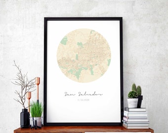 SAN SALVADOR El Salvador map poster wall decor design modern minimal nordic travel bedroom home art vintage retro dorm nursery housewarming