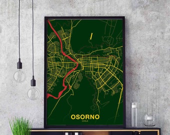 OSORNO Chile map poster color Hometown City Print Modern Home Decor Office Decoration Wall Art Dorm Bedroom Gift