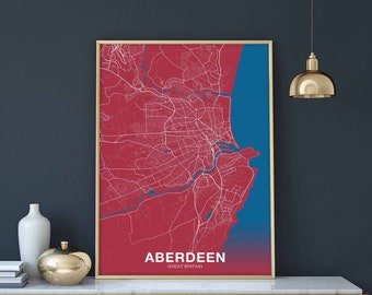 ABERDEEN Great Britain poster color Hometown City Print Modern Home Decor Office Decoration Wall Art Dorm Bedroom Gift