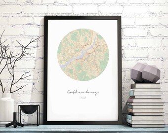 GOTHENBURG Sweden map poster wall decor design modern minimal nordic travel bedroom home art vintage retro dorm nursery housewarming