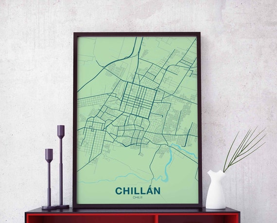 CHILLAN Chile mapa póster color Ciudad natal Imprimir - Etsy España