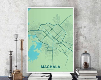 MACHALA Ecuador map poster color Hometown City Print Modern Home Decor Office Decoration Wall Art Dorm Bedroom Gift