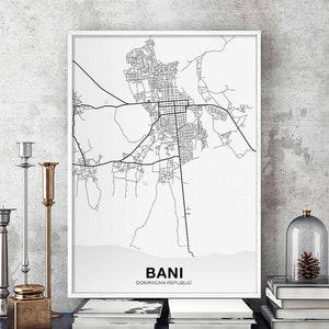BANI Dominican Republic  map poster Hometown City Print Modern Home Decor Office Decoration Wall Art Dorm Bedroom Gift