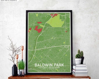 BALDWIN PARK California USA map poster black white Hometown City Print Modern Home Decor Office Decoration Wall Art Dorm Bedroom Gift