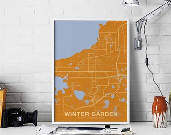 WINTER GARDEN Florida FL usa poster color Hometown City Print Modern Home Decor Office Decoration Wall Art Dorm Bedroom Gift