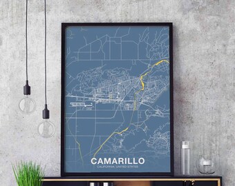 CAMARILLO California CA USA poster color Hometown City Print Modern Home Decor Office Decoration Wall Art Dorm Bedroom Gift