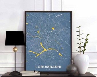 LUBUMBASHI Zaire poster color Hometown City Print Modern Home Decor Office Decoration Wall Art Dorm Bedroom Gift