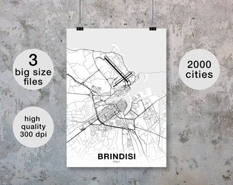 BRINDISI Italy map poster Hometown City Print Modern Home Decor Office Decoration Wall Art Dorm Bedroom Gift