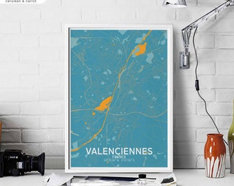 VALENCIENNES France map poster black white Hometown City Print Modern Home Decor Office Decoration Wall Art Dorm Bedroom Gift