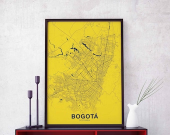 BOGOTA Colombia map poster color Hometown City Print Modern Home Decor Office Decoration Wall Art Dorm Bedroom Gift