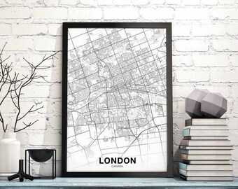 LONDON Canada map poster Hometown City Print Modern Home Decor Office Decoration Wall Art Dorm Bedroom Gift