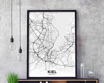 KIEL Germany map poster Hometown City Print Modern Home Decor Office Decoration Wall Art Dorm Bedroom Gift