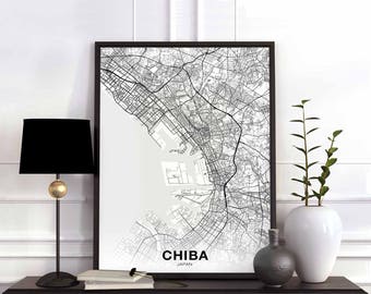 CHIBA Japan map poster black white Hometown City Print Modern Home Decor Office Decoration Wall Art Dorm Bedroom Gift art
