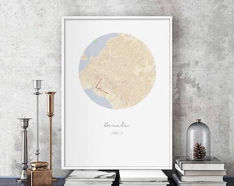 DOUALA Cameroon map poster wall decor design modern minimal nordic travel bedroom home art vintage retro dorm nursery housewarming