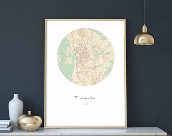 TRENTO Italy map poster wall decor design modern minimal nordic travel bedroom home art vintage retro dorm nursery housewarming