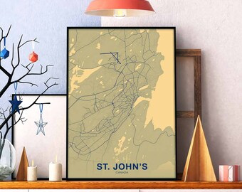 ST. JOHN'S Canada poster color Hometown City Print Modern Home Decor Office Decoration Wall Art Dorm Bedroom Gift