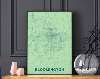 BLOOMINGTON Indiana IN USA poster color Hometown City Print Modern Home Decor Office Decoration Wall Art Dorm Bedroom Gift