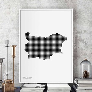 BULGARIEN Landkarte minimalistisch schwarz weiß Landkarte Wand Dekor Design modern schweizerisch skandinavisch elegant Einweihungsparty
