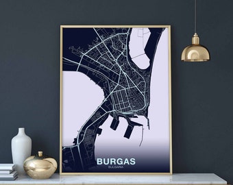 BURGAS  Belgium poster color Hometown City Print Modern Home Decor Office Decoration Wall Art Dorm Bedroom Gift