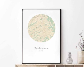 SOLINGEN Germany map poster wall decor design modern minimal nordic travel bedroom home art vintage retro dorm nursery housewarming