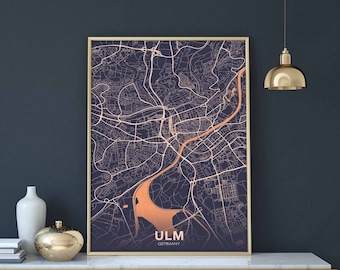 ULM Germany poster color Hometown City Print Modern Home Decor Office Decoration Wall Art Dorm Bedroom Gift