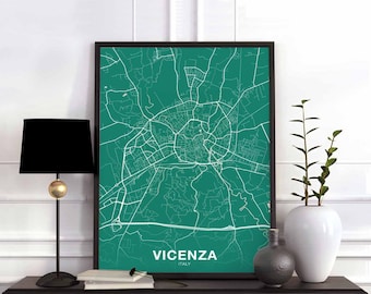 VICENZA Italy map poster color Hometown City Print Modern Home Decor Office Decoration Wall Art Dorm Bedroom Gift