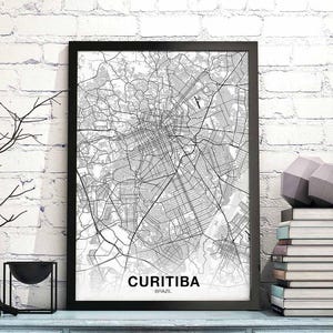 Mapa do Brasil CURITIBA pôster Cidade natal Impressão Decoração moderna para casa Decoração para escritório Arte de parede Dormitório Quarto Presente