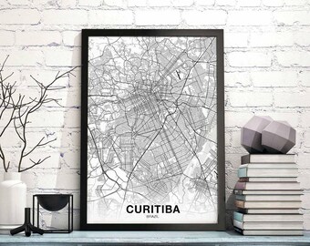 CURITIBA Brazil map poster Hometown City Print Modern Home Decor Office Decoration Wall Art Dorm Bedroom Gift