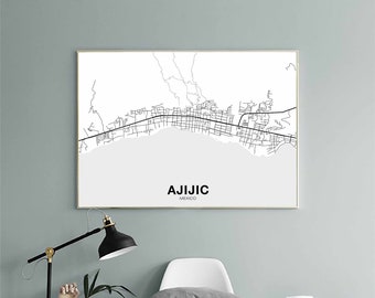 AJIJIC Mexico map poster Hometown City Print Modern Home Decor Office Decoration Wall Art Dorm Bedroom Gift