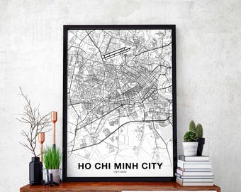 HO CHI MINH City Vietnam map poster Hometown City Print Modern Home Decor Office Decoration Wall Art Dorm Bedroom Gift