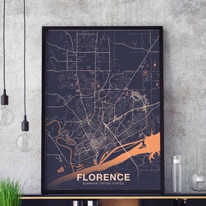 FLORENCE Alabama AL USA Poster Farbe Heimatstadt Stadt Druck Moderne Wohnkultur Büro Dekoration Wand Kunst Wohnheim Schlafzimmer Geschenk