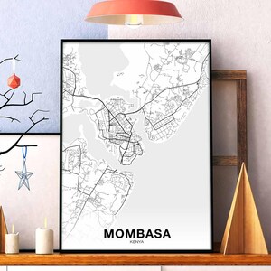 MOMBASA Kenya map poster Hometown City Print Modern Home Decor Office Decoration Wall Art Dorm Bedroom Gift