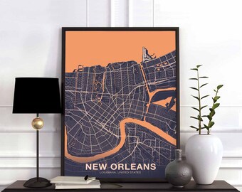 NEW ORLEANS Louisiana LA usa poster color Hometown City Print Modern Home Decor Office Decoration Wall Art Dorm Bedroom Gift