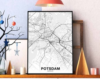 POTSDAM Germany map poster black white Hometown City Print Modern Home Decor Office Decoration Wall Art Dorm Bedroom Gift