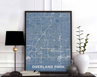 OVERLAND PARK Kansas KS usa poster color Hometown City Print Modern Home Decor Office Decoration Wall Art Dorm Bedroom Gift