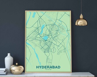 HYDERABAD Pakistan poster color Hometown City Print Modern Home Decor Office Decoration Wall Art Dorm Bedroom Gift