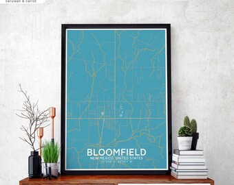 BLOOMFIELD New Mexico USA map poster black white Hometown City Print Modern Home Decor Office Decoration Wall Art Dorm Bedroom Gift